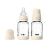 BIBS Glass Bottle Complete Set (2 Pack) 120ml Silicone - Ivory (ETA 12 FEB)