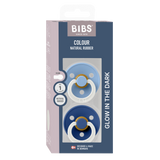 BIBS Dummies Sky Blue/Cornflower GLOW Round, Latex (2pk) - Kollektive - Official distributor
