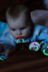 BIBS Dummies Sky Blue/Cornflower GLOW Round, Latex (2pk) - Kollektive - Official distributor