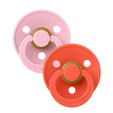BIBS Dummies Baby Pink/Tango Round, Latex (2pk) - Kollektive - Official distributor