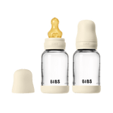 BIBS Glass Bottle Complete Set (2 Pack) 120ml Latex - Ivory (ETA 12 FEB)