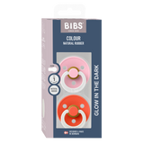 BIBS Dummies Baby Pink/Tango GLOW Round, Latex (2pk) - Kollektive - Official distributor
