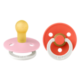 BIBS Dummies Baby Pink/Tango GLOW Round, Latex (2pk) - Kollektive - Official distributor